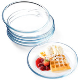 NUTRIUPS 8in glass plate with lipped edge, ideal for sauces and appetizers.