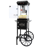 Nyddle popcorn machine with 8oz kettle producing 32 cups per batch for gatherings.