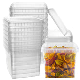 NYHI 64 oz square deli container with lid on ensures airtight freshness for leftovers.
