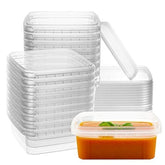NYHI 8 oz square clear deli container with lids showing the compact bulk pack use case