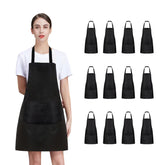 Nymmoata 12-pack plain bib apron front view with two pockets, durable for kitchen tasks.