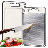 OakJAR stainless steel cutting board with mesh design reduces scratches during prep.