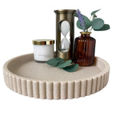 OAKOA decorative tray round centerpiece for living room use as a stable coffee table surface.