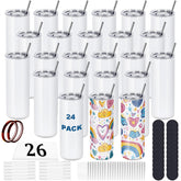 oaptuza 20 oz sublimation tumbler front view, straight body for full-wrap printing.