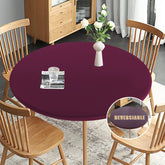 Obstal round tablecloth with waterproof coating protects surfaces from spills.