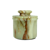 OceanicX Green Onyx Butter Keeper front view; stylish round dish keeps butter ready on the counter.