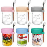 OcePor 16oz overnight oats jar in a colorful six-pack, easy to mix and store.