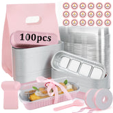 OcePor pack of 100 mini loaf pans with lids and spoons for gifting.