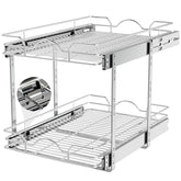 OCG 2-tier pull-out shelves in chrome, front view for easy cabinet access.