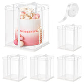 Ocmoiy clear cake box 10x10x12 for elegant wedding cake transport.