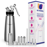 OCTANDRA 500ml stainless steel dispenser for fresh whipped cream topping textures