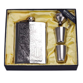 Octaville flask with engraved pattern, 8oz, a stylish gift for whisky enthusiasts.