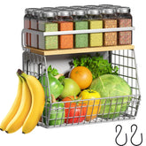 Ofiray-home magnetic fridge shelf with wood lid organizing fruits on the door