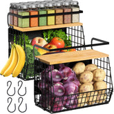 Ofiray-home magnetic shelf on fridge with wood lid keeps items organized and accessible.