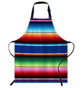 oFloral Mexican Colorful Stripes Apron front view, vibrant pattern for stylish cooking