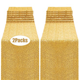 OGORI gold sequin table runner close-up sparkle enhances party ambiance.