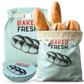 OH LA PEAR beeswax bread bags XL open with loaf inside for fresh storage