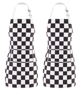 Ohocut two-pack checkered apron with front pockets for easy cooking tasks.