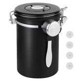 Ohtomber coffee canister 22oz keeps beans fresh with stainless steel body.