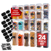 Oizeir airtight pantry containers 24-pack keep dry ingredients fresh and visible