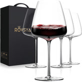 OJA red wine glasses set of 4 with large burgundy bowls for tasting, enhancing aromas.