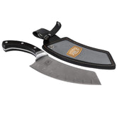 Oklahoma Joe's Blacksmith Cleaver blade close-up for precise meat slicing