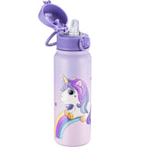 Oldley 20oz kids bottle front view with unicorn design, ideal for school days.