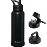 Oldley 40 oz insulated bottle with straw keeps beverages cold on long hikes.