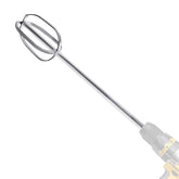 OLIGAI hand mixer beaters attached to a drill for fast, efficient mixing.