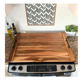 Olive Everything noodle board stove cover acacia wood enhances counter space for meal prep