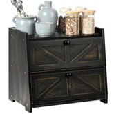 Ollieroo vintage double layer bread box front view showing two doors for organized storage