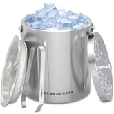 Olmaanseta ice bucket with lid and tongs keeps drinks cold during parties.