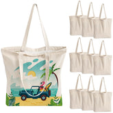 OLSUNOR 10-pack canvas tote bags with zipper for secure daily use.