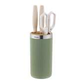 OLULU round knife block green yellow front view protects blades and keeps them accessible