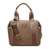 Omanmoli insulated lunch bag front view in brown, sleek daily companion for meals on the go.