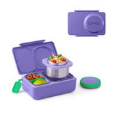 OmieBox UP Galaxy Purple, closed, ideal for on-the-go kids' lunches.