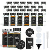 OMOZUN square 4oz spice jars with black lids for fresh, organized storage