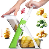 ONCE FOR ALL Safe Mandoline Slicer blade close-up for precise, uniform cuts.