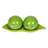One Hundred 80 Degrees peas in a pod green ceramic salt shakers set for stylish table decor.