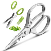 OneBom kitchen shears with silver blades showing heavy-duty cutting capability.