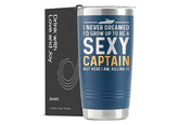 Onebttl Sexy Captain tumbler on a boat for long days on the water.