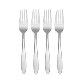 Oneida Mooncrest dinner forks 4pc set on a table, durable 18/0 stainless steel.