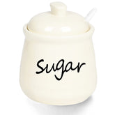 ONTUBE ceramic sugar bowl beige with lid and spoon for neat sugar storage