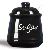 ONTUBE ceramic sugar bowl with lid and spoon in black for daily use