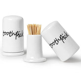 ONTUBE ceramic toothpick holder with lid keeps toothpicks clean and ready at table.