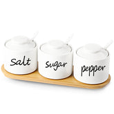 ONTUBE Farmhouse 8oz sugar-pepper-salt bowls with lid for tidy countertop seasoning.
