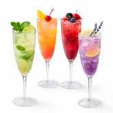 Oojami 6oz clear plastic champagne glasses 24-pack ready for celebrations and easy cleanup