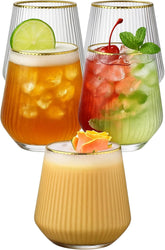 OOJAMI Ripple Origami stemless glass 14oz with elegant ribbed design for outdoor entertaining