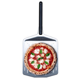 Ooni 14-inch perforated pizza peel front view highlights lightweight prep tool
