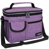 opux insulated lunch bag front view in purple keeps meals fresh for work.